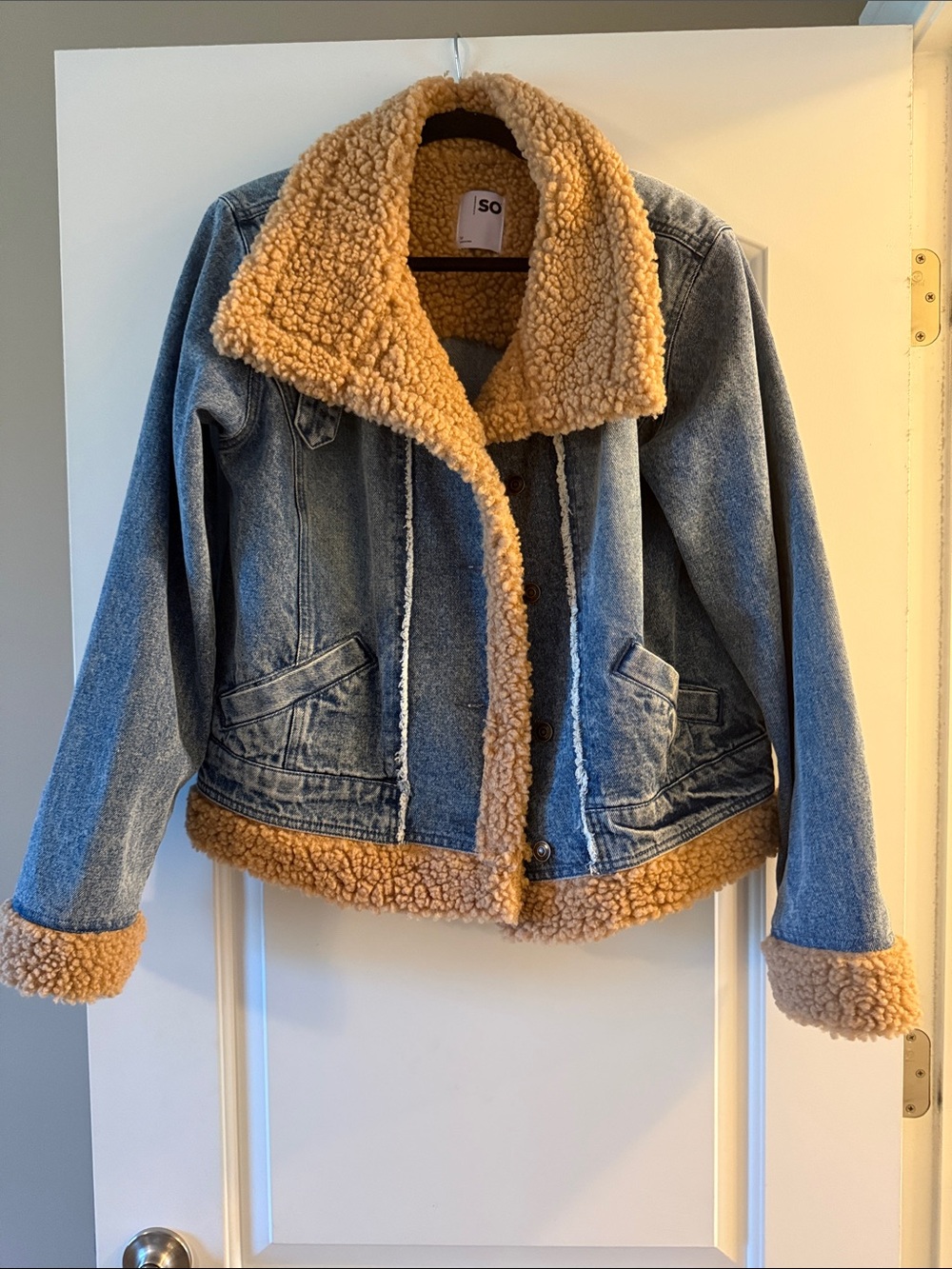 Sherpa Trim Denim Jacket - Like New! - Picture 2 of 6